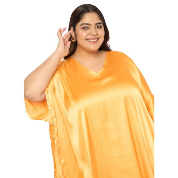Gypsie Blu Women Plus Size Kaftan Dress Satin Maxi Kimono Dress for Evening Wear - Picture 6 of 9